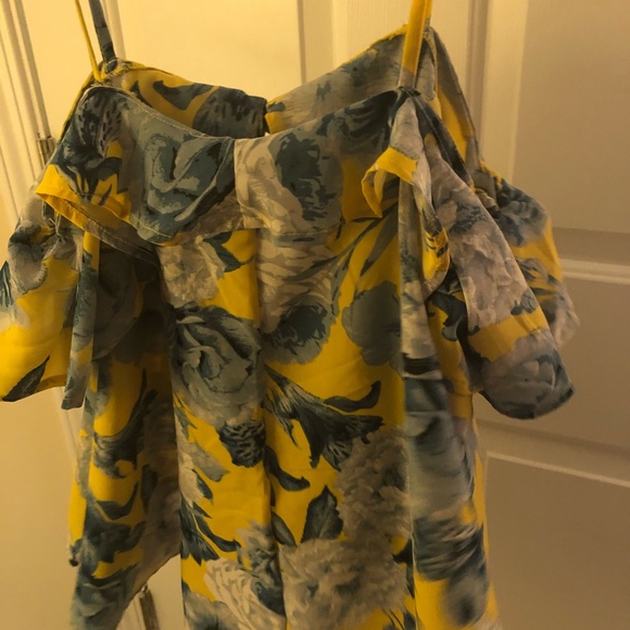 Yellow and blue flower ruffle top - Picture 2 of 2